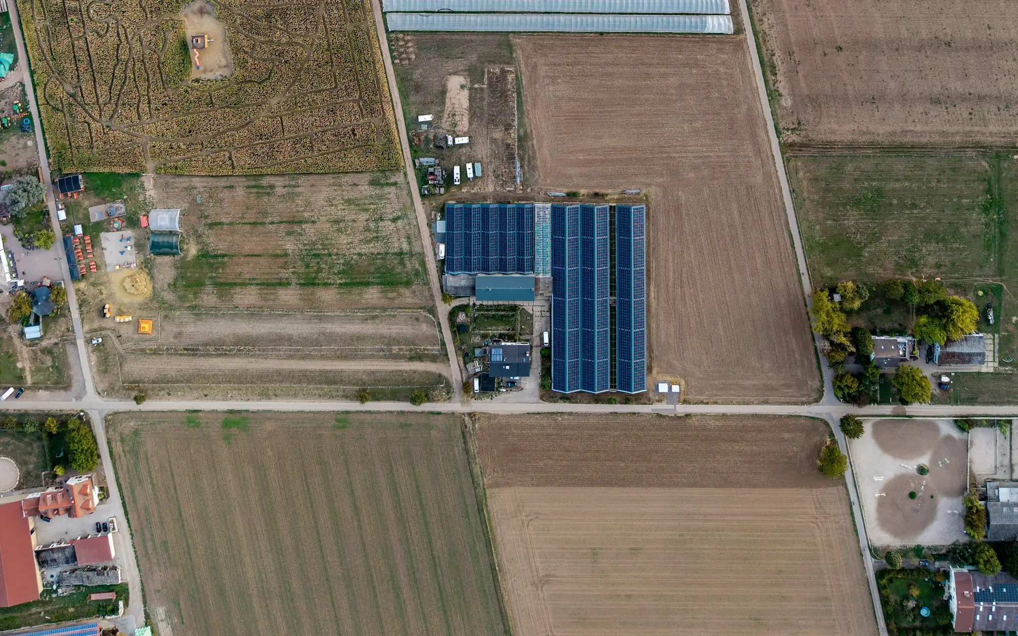 A patchwork of fields from high above